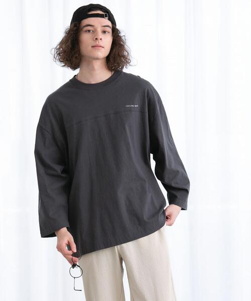 FEELING MADE(フィーリングメイド)の「FEELING MADE ソフトタッチスラブ フットボールTシャツ(Tシャツ/カットソー・メンズ・ダークグレー/ベージュ/ライム/ホワイト/パープル・MEDIUM/SMALL/LARGE)」の1枚目の写真