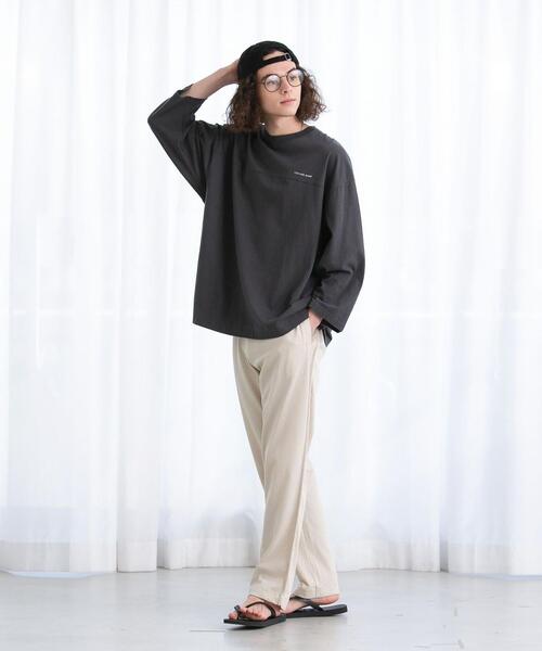 FEELING MADE(フィーリングメイド)の「FEELING MADE ソフトタッチスラブ フットボールTシャツ(Tシャツ/カットソー・メンズ・ダークグレー/ベージュ/ライム/ホワイト/パープル・MEDIUM/SMALL/LARGE)」の7枚目の写真