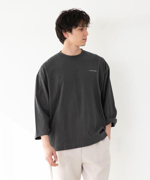FEELING MADE(フィーリングメイド)の「FEELING MADE ソフトタッチスラブ フットボールTシャツ(Tシャツ/カットソー・メンズ・ダークグレー/ベージュ/ライム/ホワイト/パープル・MEDIUM/SMALL/LARGE)」の8枚目の写真