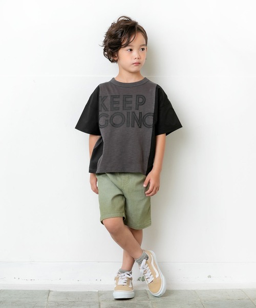 DILASH（ディラッシュ）の「布帛切替ロゴTシャツ（Tシャツ/カットソー・キッズ・キャメル/ブラック・150/110/130/140/90/120/100/80）」の6枚目の写真