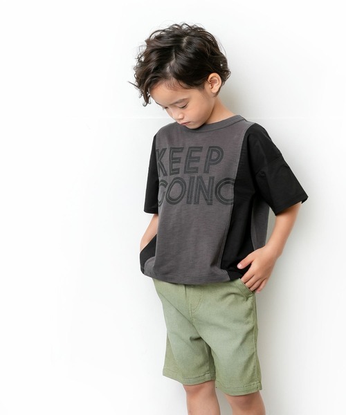 DILASH（ディラッシュ）の「布帛切替ロゴTシャツ（Tシャツ/カットソー・キッズ・キャメル/ブラック・150/110/130/140/90/120/100/80）」の5枚目の写真