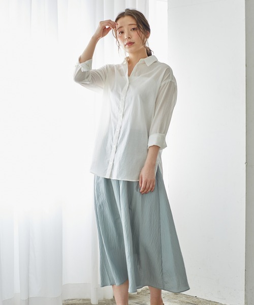 Honeys（ハニーズ）の「チュニックシャツ（シャツ/ブラウス・レディース・ベージュ/ミント/ブラック/ホワイト/ピンク・M/LL/L）」の2枚目の写真