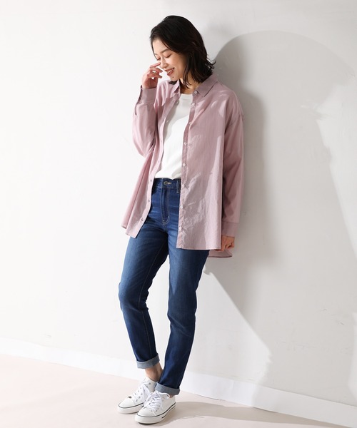 Honeys（ハニーズ）の「チュニックシャツ（シャツ/ブラウス・レディース・ベージュ/ミント/ブラック/ホワイト/ピンク・M/LL/L）」の12枚目の写真