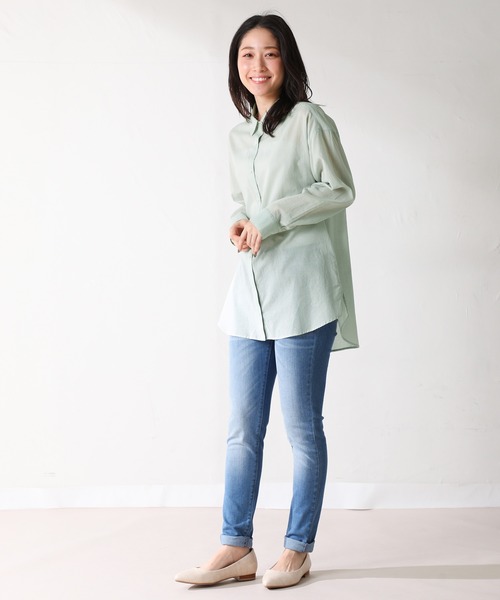 Honeys（ハニーズ）の「チュニックシャツ（シャツ/ブラウス・レディース・ベージュ/ミント/ブラック/ホワイト/ピンク・M/LL/L）」の6枚目の写真