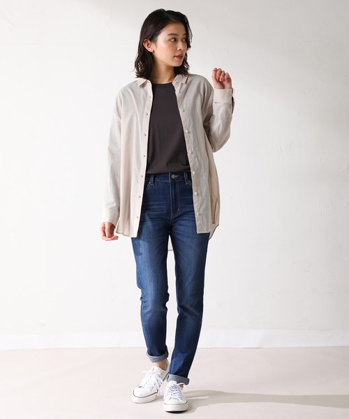 Honeys（ハニーズ）の「チュニックシャツ（シャツ/ブラウス・レディース・ベージュ/ミント/ブラック/ホワイト/ピンク・M/LL/L）」の16枚目の写真