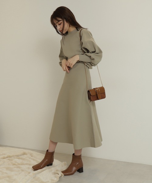 N.（N. Natural Beauty Basic）（エヌエヌナチュラルビューティーベーシック）の「ハイウエストニットスカートセットアップ（ワンピース・レディース・ベージュ/グレー/ブルー系その他・MEDIUM）」の9枚目の写真