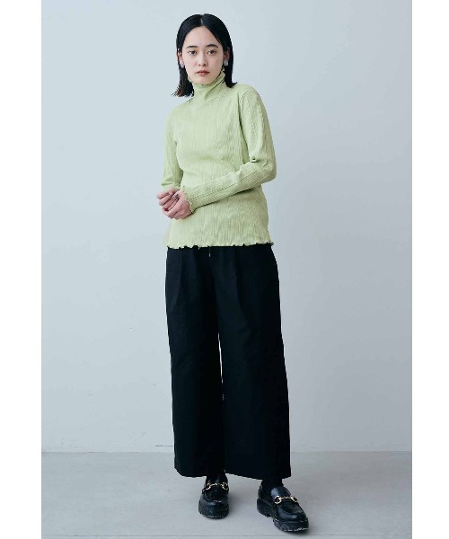 MEDE19F(メデジュウキュウ)の「MEDE19F コットンリブハイネックトップス(Tシャツ/カットソー・レディース・ライトパープル/ライム・LL/L/M)」の4枚目の写真