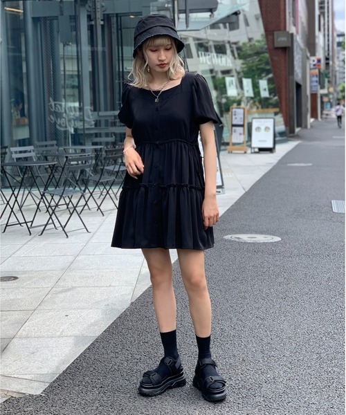 RASVOA(ラスボア)の「シンプルフリンジバケットハット(ハット・レディース・ブラック/オフホワイト・FREE)」の6枚目の写真