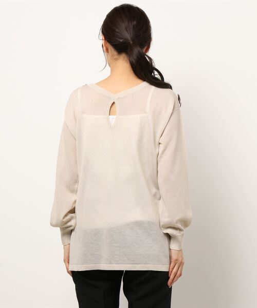 BDONNA（ビドンナ）の「シアーニット　インナー付きプルオーバー（ニット/セーター・レディース・イエロー/ネイビー/オフホワイト・MEDIUM）」の5枚目の写真