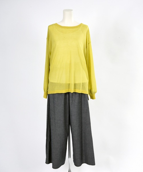 BDONNA（ビドンナ）の「シアーニット　インナー付きプルオーバー（ニット/セーター・レディース・イエロー/ネイビー/オフホワイト・MEDIUM）」の3枚目の写真