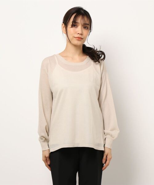 BDONNA（ビドンナ）の「シアーニット　インナー付きプルオーバー（ニット/セーター・レディース・イエロー/ネイビー/オフホワイト・MEDIUM）」の16枚目の写真