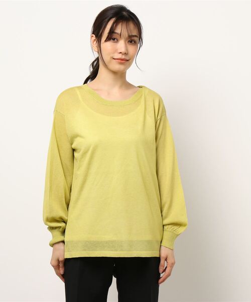 BDONNA（ビドンナ）の「シアーニット　インナー付きプルオーバー（ニット/セーター・レディース・イエロー/ネイビー/オフホワイト・MEDIUM）」の17枚目の写真