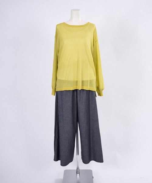 BDONNA（ビドンナ）の「シアーニット　インナー付きプルオーバー（ニット/セーター・レディース・イエロー/ネイビー/オフホワイト・MEDIUM）」の18枚目の写真