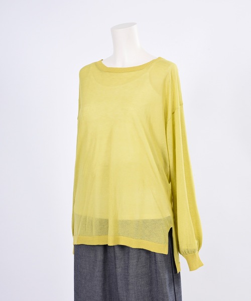 BDONNA（ビドンナ）の「シアーニット　インナー付きプルオーバー（ニット/セーター・レディース・イエロー/ネイビー/オフホワイト・MEDIUM）」の20枚目の写真