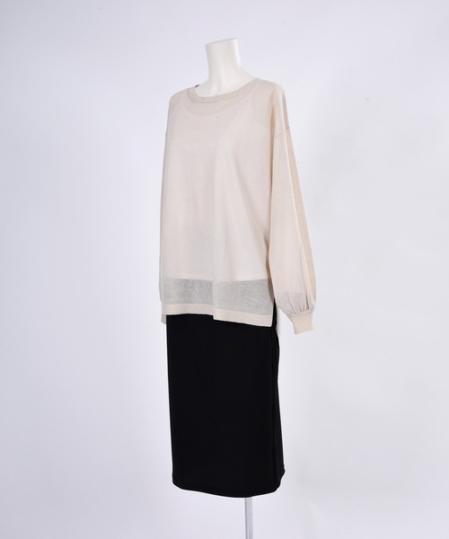 BDONNA（ビドンナ）の「シアーニット　インナー付きプルオーバー（ニット/セーター・レディース・イエロー/ネイビー/オフホワイト・MEDIUM）」の10枚目の写真