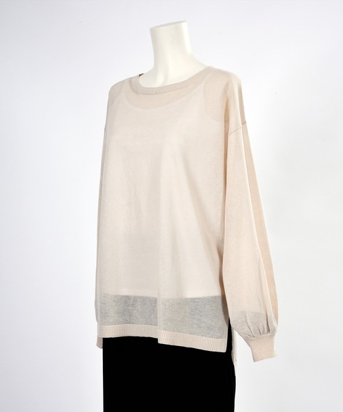 BDONNA（ビドンナ）の「シアーニット　インナー付きプルオーバー（ニット/セーター・レディース・イエロー/ネイビー/オフホワイト・MEDIUM）」の11枚目の写真