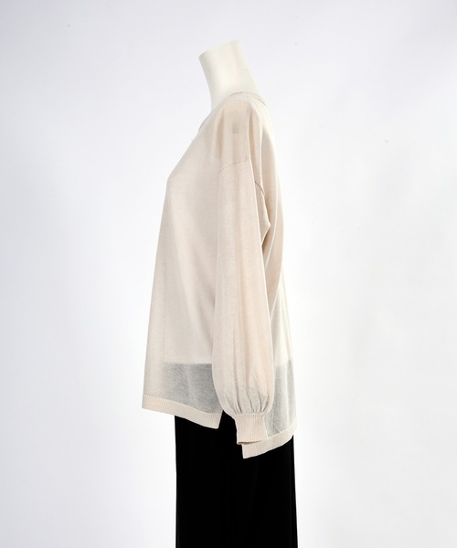 BDONNA（ビドンナ）の「シアーニット　インナー付きプルオーバー（ニット/セーター・レディース・イエロー/ネイビー/オフホワイト・MEDIUM）」の13枚目の写真