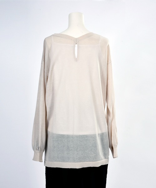 BDONNA（ビドンナ）の「シアーニット　インナー付きプルオーバー（ニット/セーター・レディース・イエロー/ネイビー/オフホワイト・MEDIUM）」の15枚目の写真