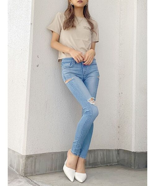GYDA（ジェイダ）の「BOTH SIDE RIPPEDデニムスキニーパンツ（デニムパンツ・レディース・ライトブルー/ブルー・SMALL/MEDIUM/X-SMALL）」の3枚目の写真