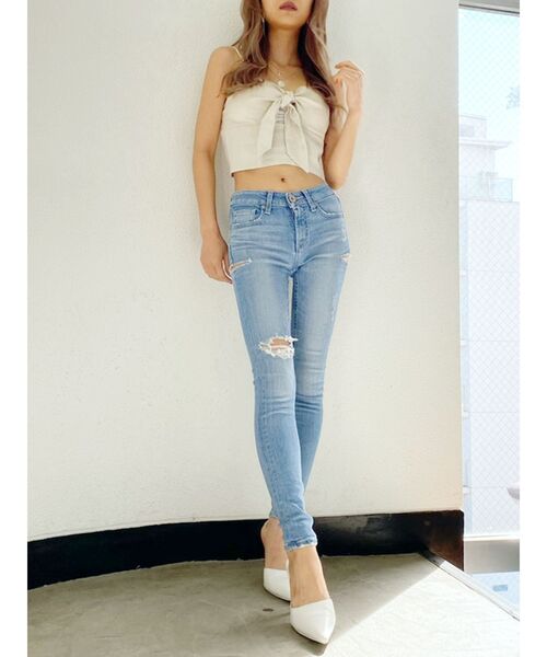 GYDA（ジェイダ）の「BOTH SIDE RIPPEDデニムスキニーパンツ（デニムパンツ・レディース・ライトブルー/ブルー・SMALL/MEDIUM/X-SMALL）」の16枚目の写真
