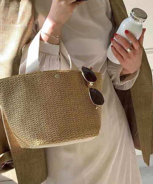 meJane（ミージェーン）の「カゴバッグラタントート【ZOZOTOWN限定】（トートバッグ・レディース・ホワイト/ブラック・FREE）」の2枚目の写真