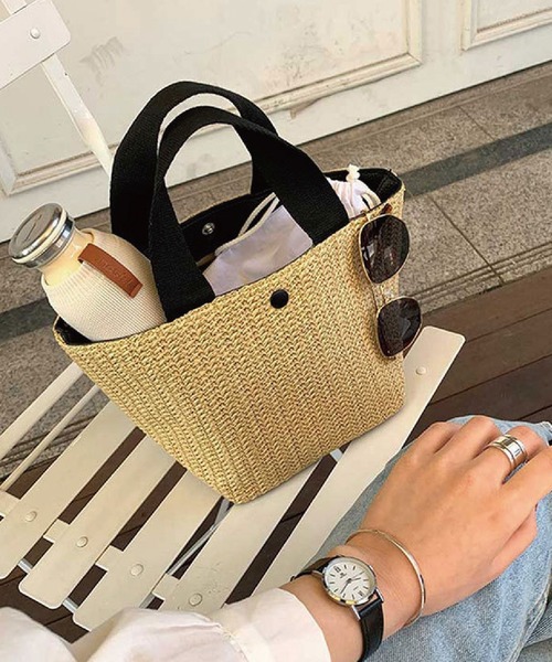 meJane（ミージェーン）の「カゴバッグラタントート【ZOZOTOWN限定】（トートバッグ・レディース・ホワイト/ブラック・FREE）」の4枚目の写真