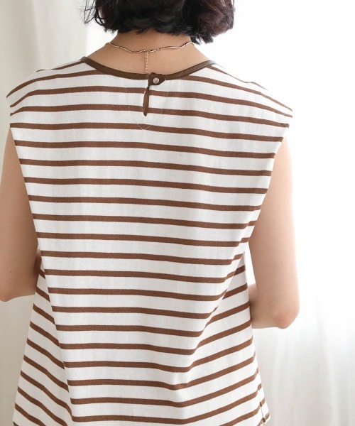 Bab(バブ)の「【WEB限定】配色パイピングボーダートップス(Tシャツ/カットソー・レディース・ラベンダー/ライトグリーン/カーキ/ブラウン/ネイビー・FREE)」の14枚目の写真