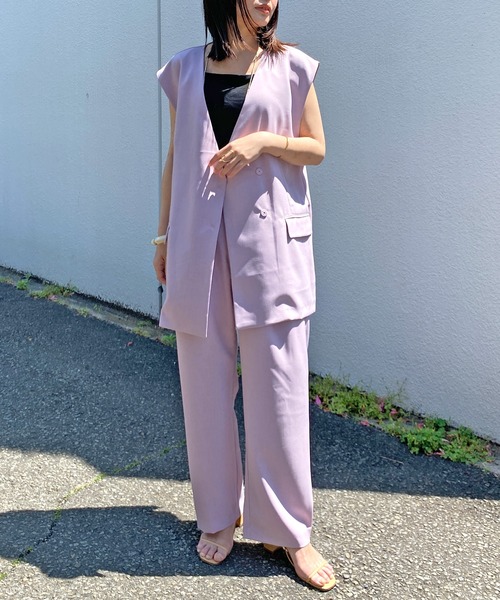Omekashi(オメカシ)の「ダブルタックパンツ(スラックス・レディース・ブラック/パープル/アイボリー・38/36)」の16枚目の写真