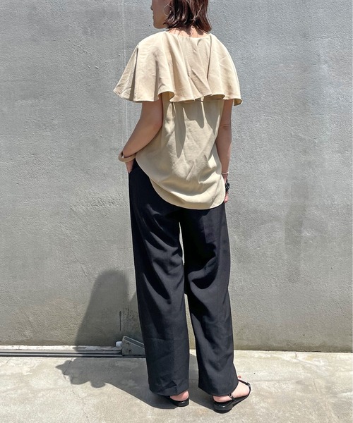 Omekashi(オメカシ)の「ダブルタックパンツ(スラックス・レディース・ブラック/パープル/アイボリー・38/36)」の13枚目の写真