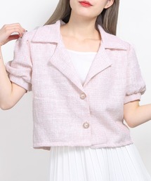 パールボタンツイードシャツ