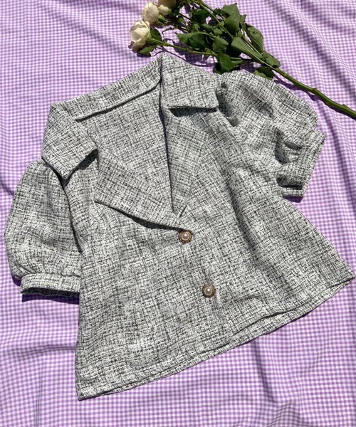 WC(ダブル シー)の「パールボタンツイードシャツ(シャツ/ブラウス・レディース・ブラック/サックスブルー/ピンク・FREE)」の9枚目の写真