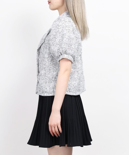 WC(ダブル シー)の「パールボタンツイードシャツ(シャツ/ブラウス・レディース・ブラック/サックスブルー/ピンク・FREE)」の8枚目の写真