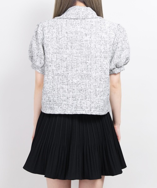 WC(ダブル シー)の「パールボタンツイードシャツ(シャツ/ブラウス・レディース・ブラック/サックスブルー/ピンク・FREE)」の5枚目の写真