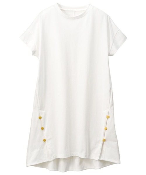GeeRA(ジーラ)の「綿100%裾ボタン使いチュニックTシャツ(Tシャツ/カットソー・レディース・パープル/ブラック/ホワイト・XX-LARGE/X-LARGE/MEDIUM/SMALL/LARGE)」の7枚目の写真