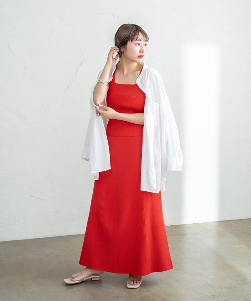 mystic（ミスティック）の「ニットリブタンクトップ（タンクトップ・レディース・ブラック/ピンク/イエロー/オレンジ/アイボリー・FREE）」の14枚目の写真