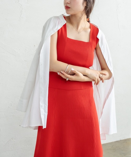 mystic（ミスティック）の「ニットリブタンクトップ（タンクトップ・レディース・ブラック/ピンク/イエロー/オレンジ/アイボリー・FREE）」の21枚目の写真