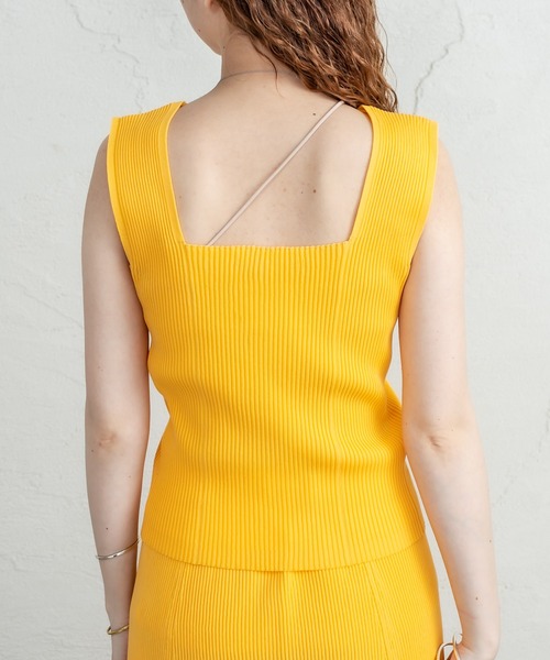 mystic（ミスティック）の「ニットリブタンクトップ（タンクトップ・レディース・ブラック/ピンク/イエロー/オレンジ/アイボリー・FREE）」の8枚目の写真