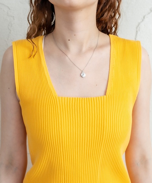 mystic（ミスティック）の「ニットリブタンクトップ（タンクトップ・レディース・ブラック/ピンク/イエロー/オレンジ/アイボリー・FREE）」の10枚目の写真