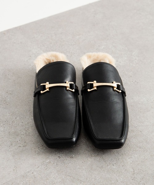 AMERICAN HOLIC（アメリカンホリック）の「EC限定　オーバーヒール中敷きファーミュール（ローファー・レディース・ブラック・S/L/M）」の2枚目の写真