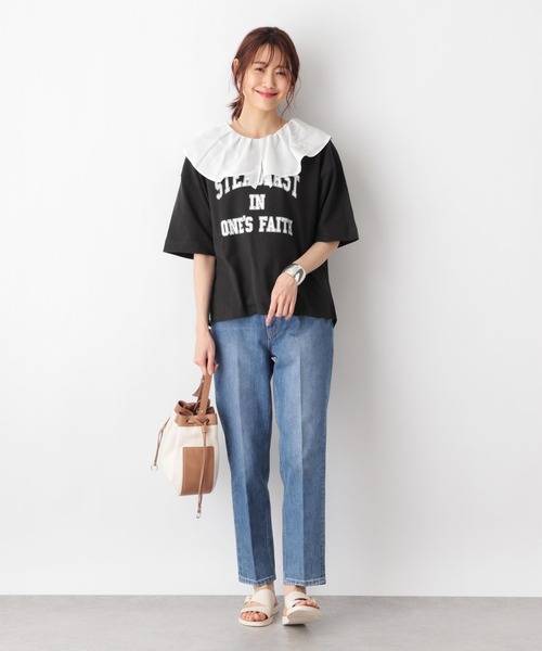 GLOBAL WORK(グローバルワーク)の「フハク襟フリルプルオーバー/951544(Tシャツ/カットソー・レディース・ブラック/グレー系その他/ホワイト・FREE)」の10枚目の写真