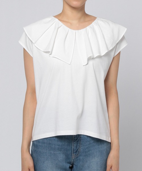 GLOBAL WORK(グローバルワーク)の「フハク襟フリルプルオーバー/951544(Tシャツ/カットソー・レディース・ブラック/グレー系その他/ホワイト・FREE)」の16枚目の写真