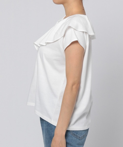 GLOBAL WORK(グローバルワーク)の「フハク襟フリルプルオーバー/951544(Tシャツ/カットソー・レディース・ブラック/グレー系その他/ホワイト・FREE)」の5枚目の写真