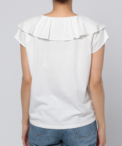 GLOBAL WORK(グローバルワーク)の「フハク襟フリルプルオーバー/951544(Tシャツ/カットソー・レディース・ブラック/グレー系その他/ホワイト・FREE)」の4枚目の写真