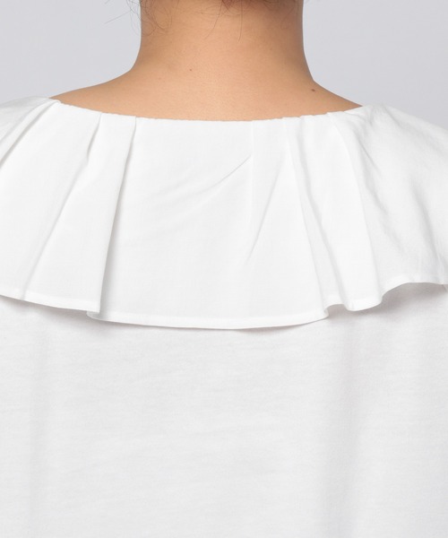 GLOBAL WORK(グローバルワーク)の「フハク襟フリルプルオーバー/951544(Tシャツ/カットソー・レディース・ブラック/グレー系その他/ホワイト・FREE)」の15枚目の写真