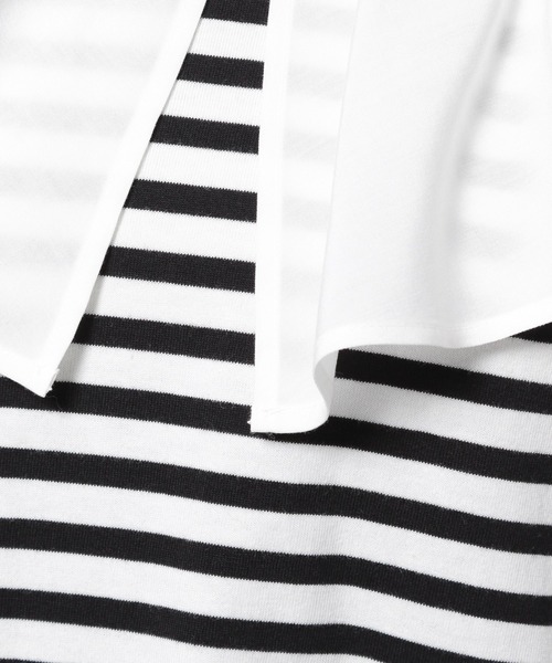 GLOBAL WORK(グローバルワーク)の「フハク襟フリルプルオーバー/951544(Tシャツ/カットソー・レディース・ブラック/グレー系その他/ホワイト・FREE)」の6枚目の写真