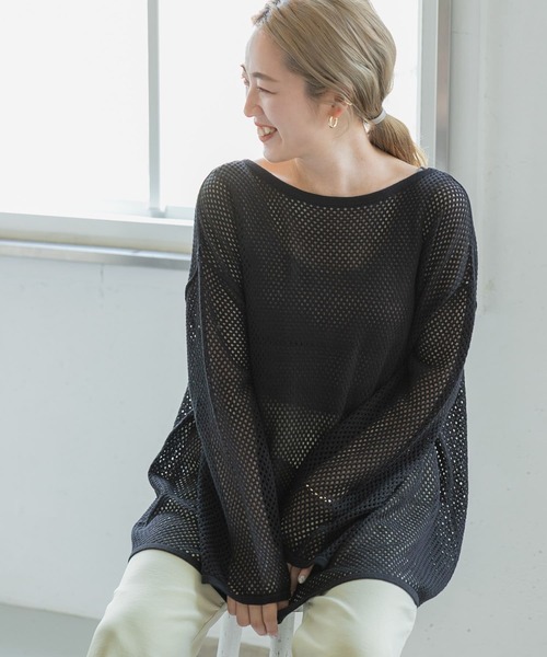 ITEMS URBANRESEARCH（アイテムズ アーバンリサーチ）の「メッシュ2WAYカーディガン（カーディガン/ボレロ・レディース・ブラック/ベージュ/オフホワイト・FREE）」の6枚目の写真