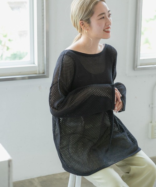 ITEMS URBANRESEARCH（アイテムズ アーバンリサーチ）の「メッシュ2WAYカーディガン（カーディガン/ボレロ・レディース・ブラック/ベージュ/オフホワイト・FREE）」の7枚目の写真