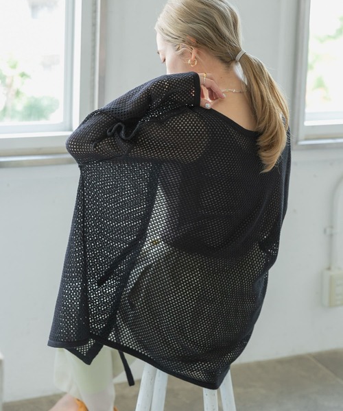 ITEMS URBANRESEARCH（アイテムズ アーバンリサーチ）の「メッシュ2WAYカーディガン（カーディガン/ボレロ・レディース・ブラック/ベージュ/オフホワイト・FREE）」の12枚目の写真