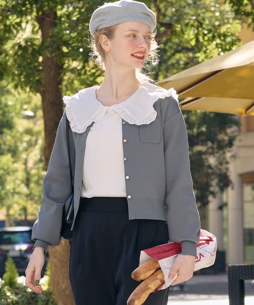 ボリュームスリーブ 2way フリルビッグカラーブラウス（シャツ