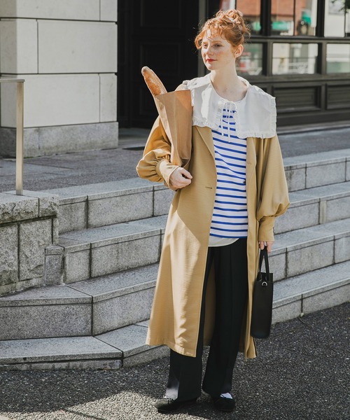 BONLECILL（ボンルシール）の「ボリュームスリーブ 2way フリルビッグカラーブラウス（シャツ/ブラウス・レディース・ブラック/パープル/オフホワイト/ネイビー/ブルー系1/ブラック系1/ネイビー系1/ブラック系その他/ネイビー系2/ブルー・FREE）」の16枚目の写真